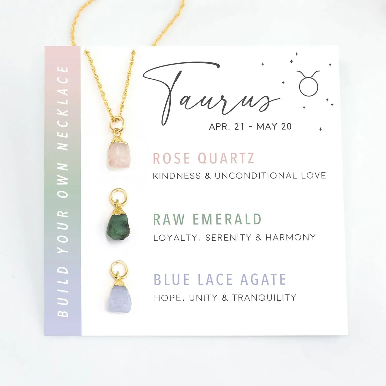 Taurus zodiac necklace with customizable gemstone options in Build Your Own Necklace Set