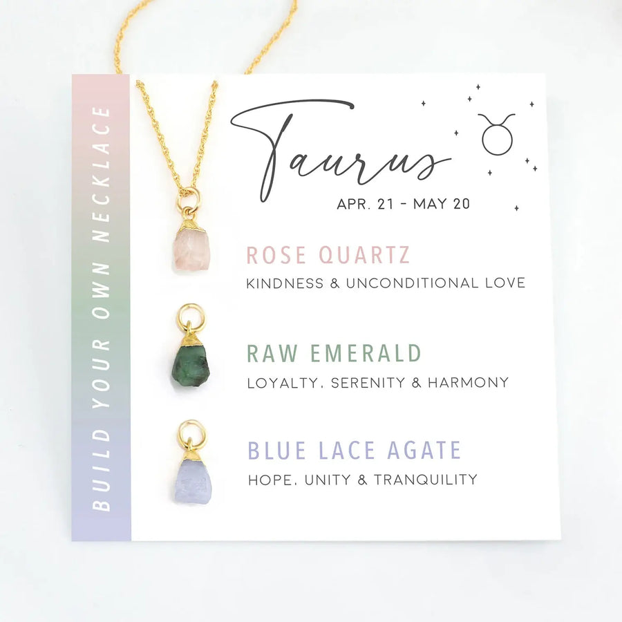 Taurus zodiac necklace with customizable gemstone options in Build Your Own Necklace Set