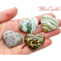 1 Medium OCEAN JASPER Heart Polished Healing Crystal and 
