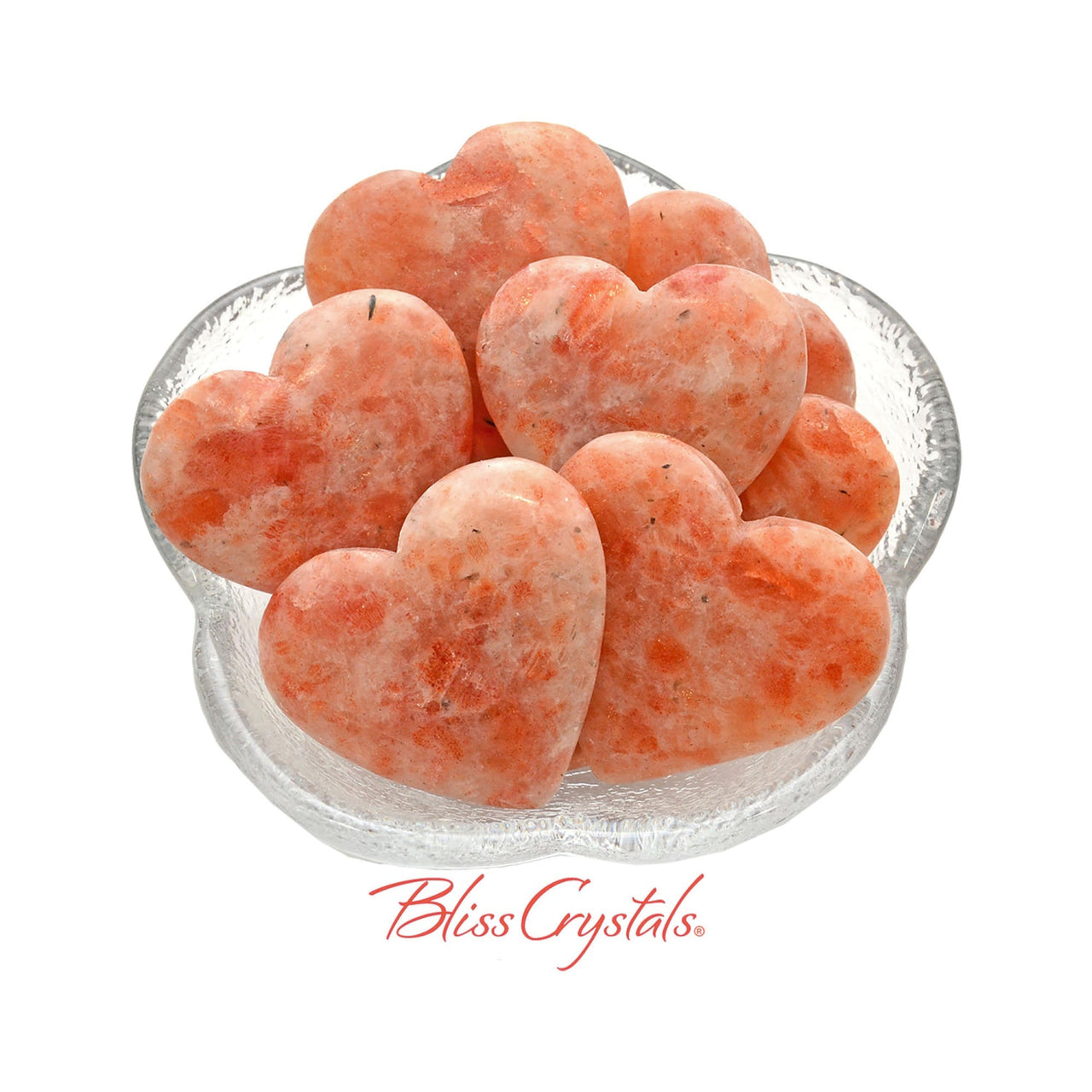 1 Mini SUNSTONE Polished Heart Peach Color Healing Crystal 