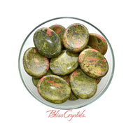 1 UNAKITE PALM Stone Healing Crystal Thumb Stone #LV0180