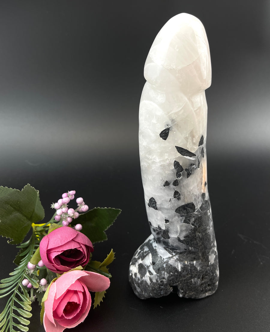 HQ Black Tourmalinated Quartz Phallus 7.25" Crystal Carving #LV0083
