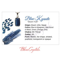 BLUE KYANITE Crystal Information Card Double sided #HC168 - 
