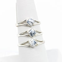Dendrite Agate Dainty Ring Square Sterling Silver #SK7992 - 