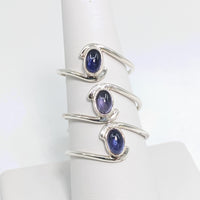 Iolite Dainty Ring Oval Swoop Sterling Silver #SK7994 - $49