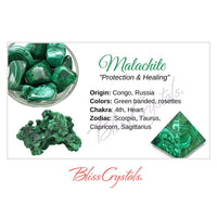 MALACHITE Crystal Information Card Double sided #HC30