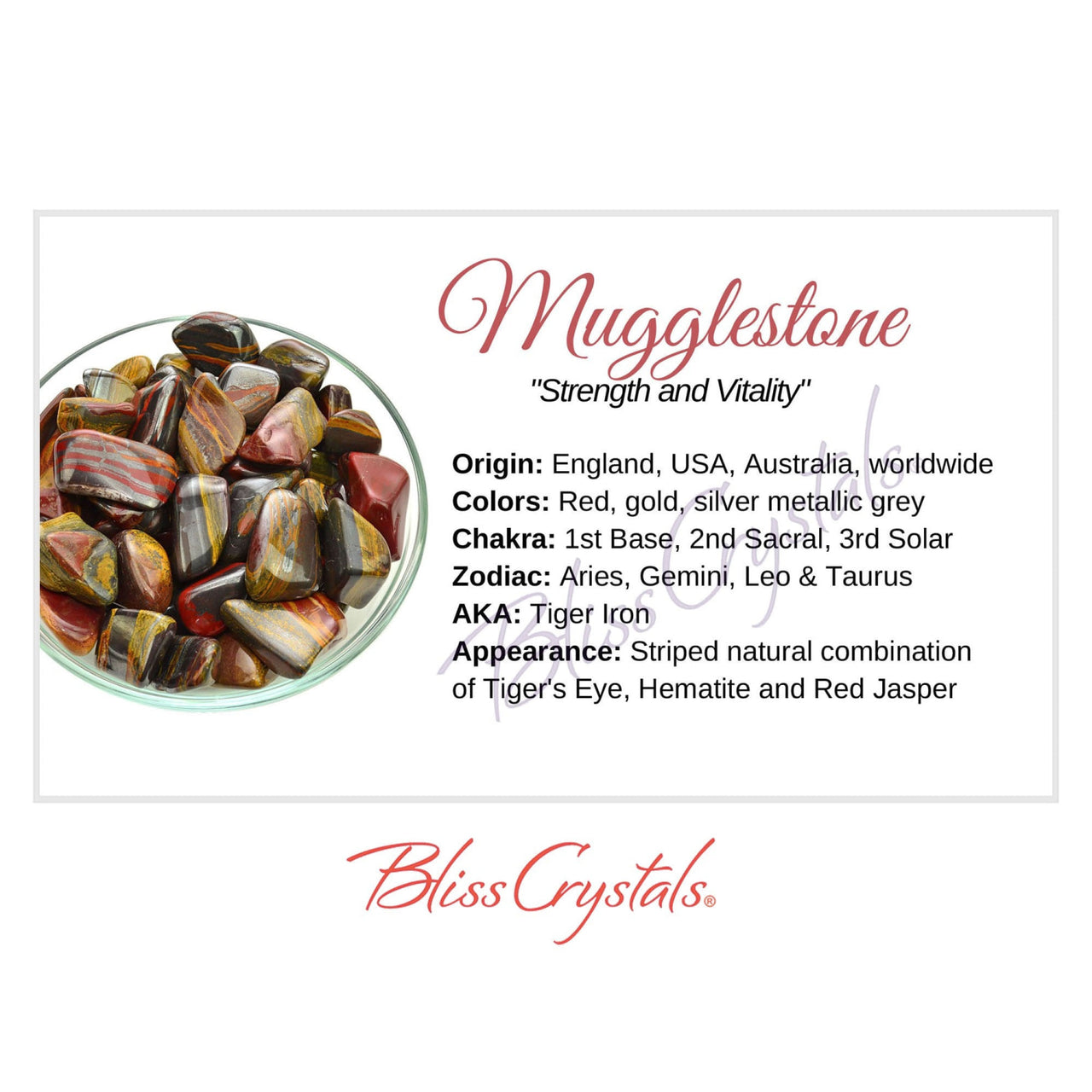 MUGGLESTONE Crystal Information Card Double sided #HC134