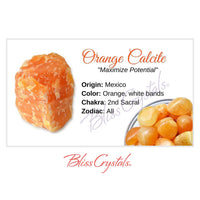 ORANGE CALCITE Crystal Information Card Double sided #HC74