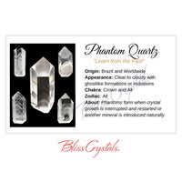 PHANTOM QUARTZ Crystal Information Card Double sided #HC112