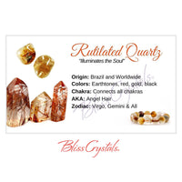 RUTILATED QUARTZ Crystal Information Card Double sided 
