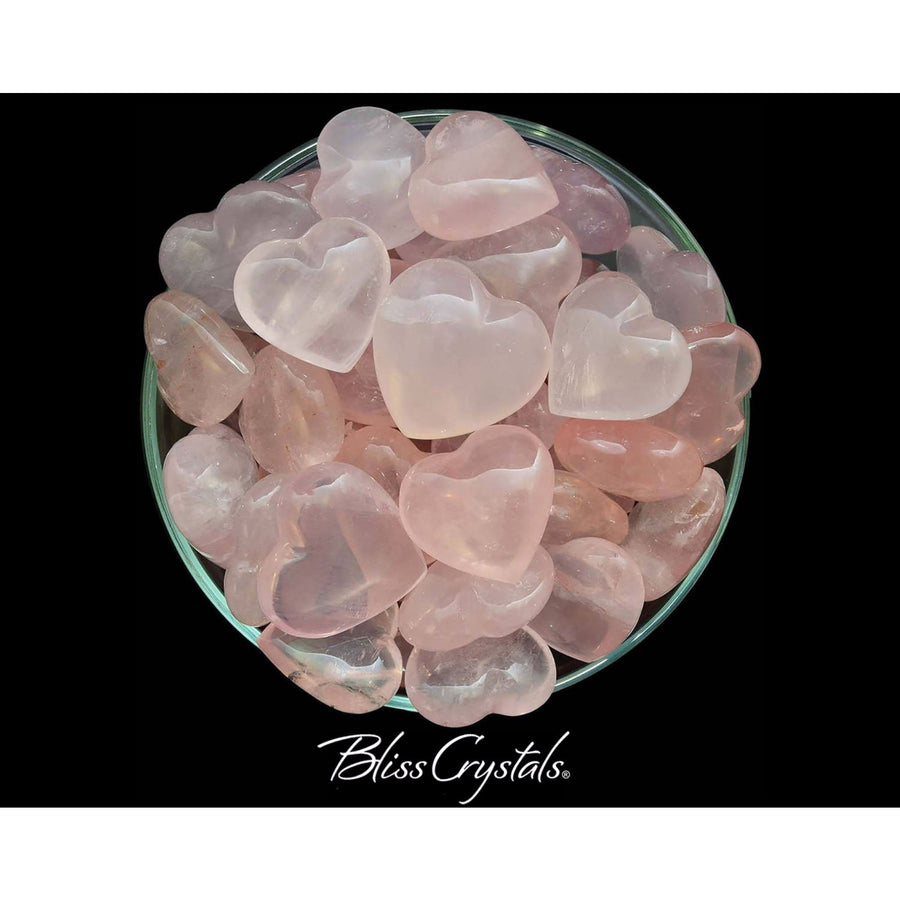 Sweet! 1 Gem Mini ROSE QUARTZ Heart + Bag Polished Stone 