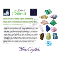 TAURUS Zodiac Birthday Card with Crystal Affinity & 