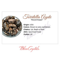 TURITELLA AGATE Crystal Information Card Double sided #HC106