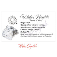 WHITE HOWLITE Crystal Information Card Double sided #HC155